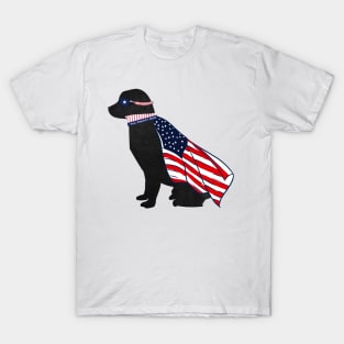 Patriotic Black Lab Silhouette - Preppy Super Dog T-Shirt